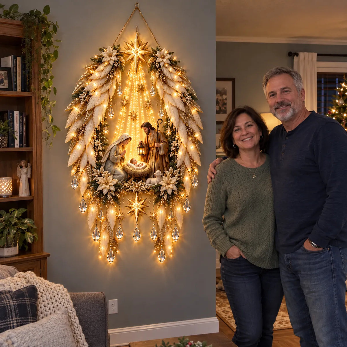 Nativity Wall Decoration Warm Illuminated Christmas Display