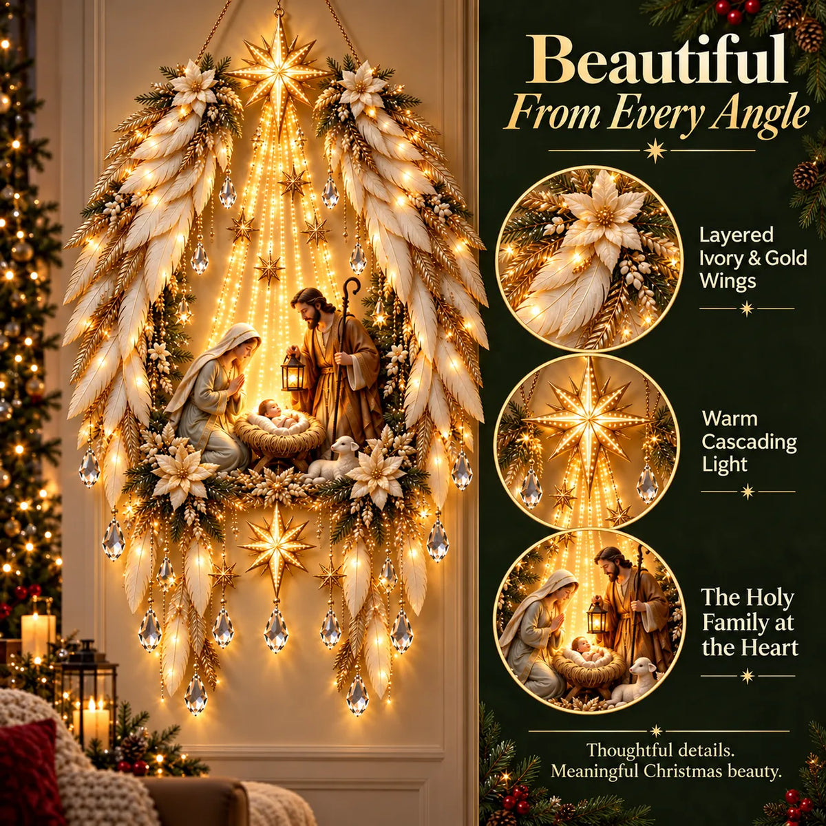 Nativity Wall Decoration Warm Illuminated Christmas Display
