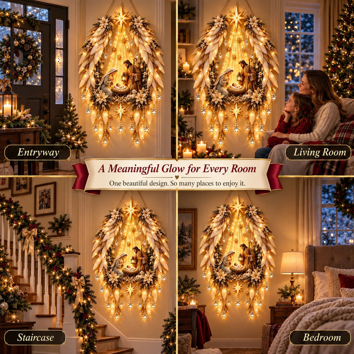Nativity Wall Decoration Warm Illuminated Christmas Display