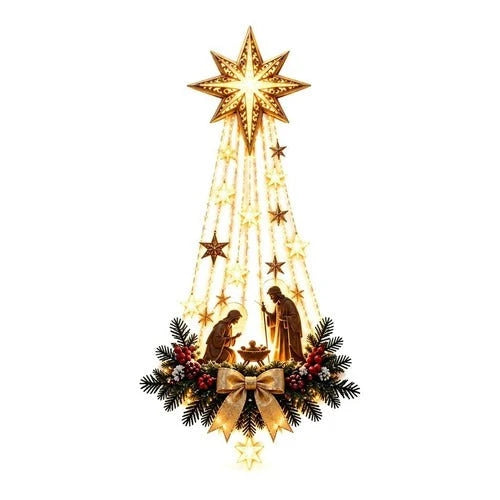 Nativity Wall Hanging Warm LED Battery-Powered Lights