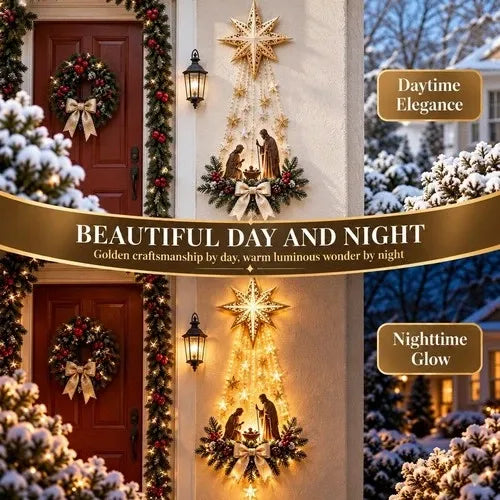 Nativity Wall Hanging Warm LED Battery-Powered Lights