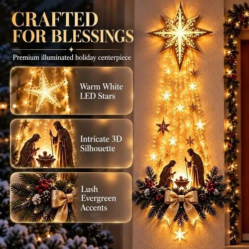 Nativity Wall Hanging Warm LED Battery-Powered Lights