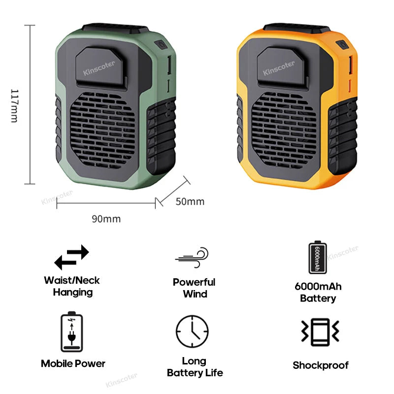 Neck Fan Hands-Free Rechargeable 6000mAh