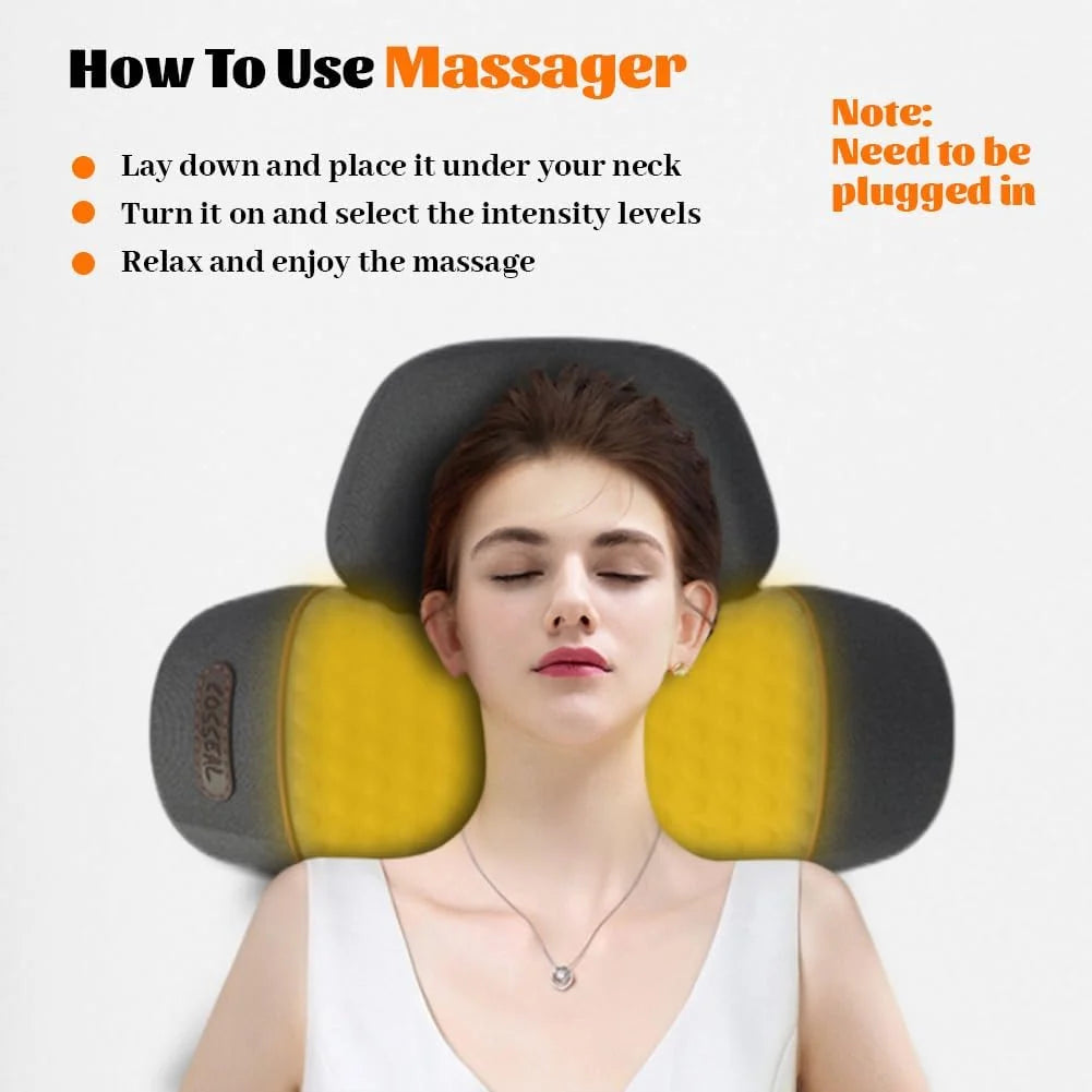 Neck Massager Ergonomic Vibration Therapy Portable Rechargeable