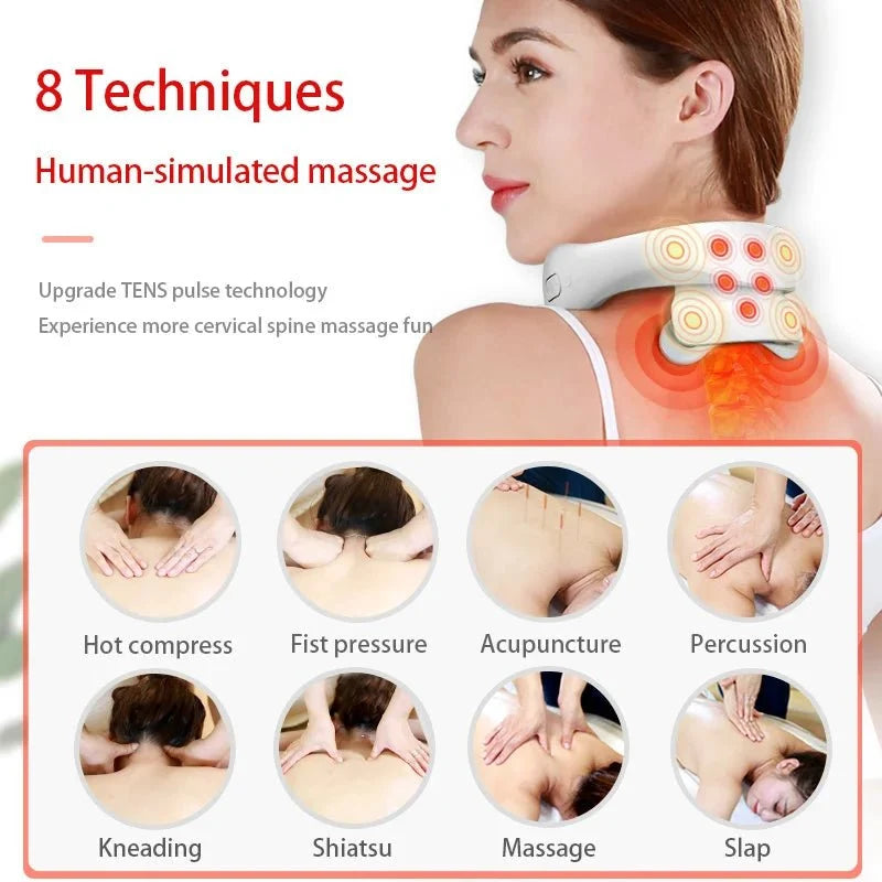 Neck Massager Vibration Heat Pulse Therapy