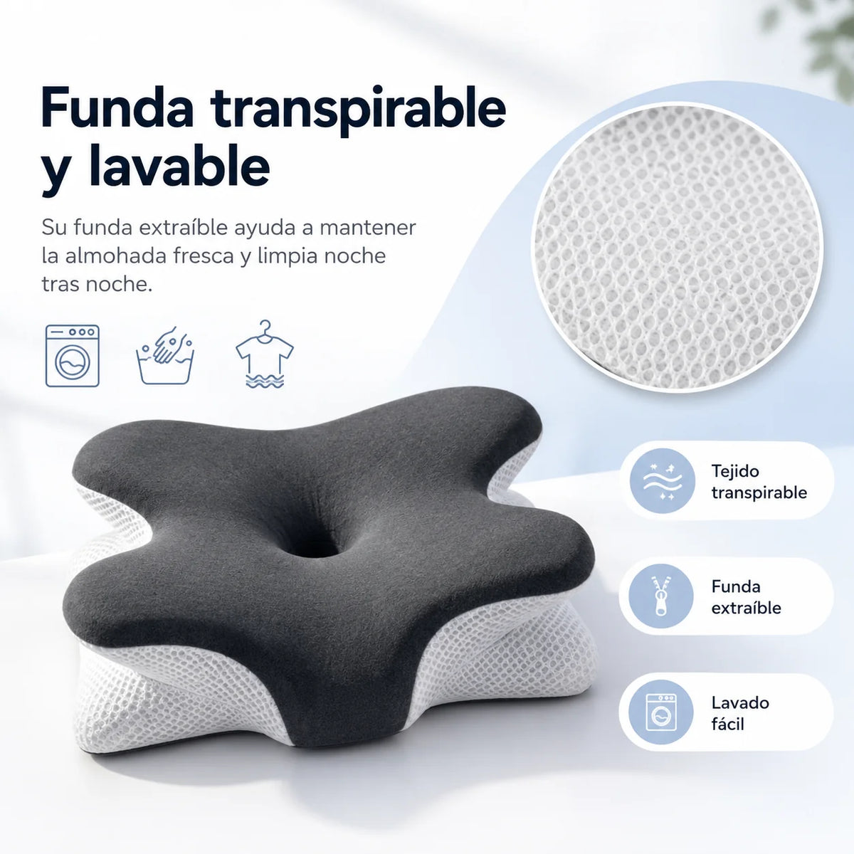 Neck Pillow Adjustable Memory Foam Removable Washable Cover