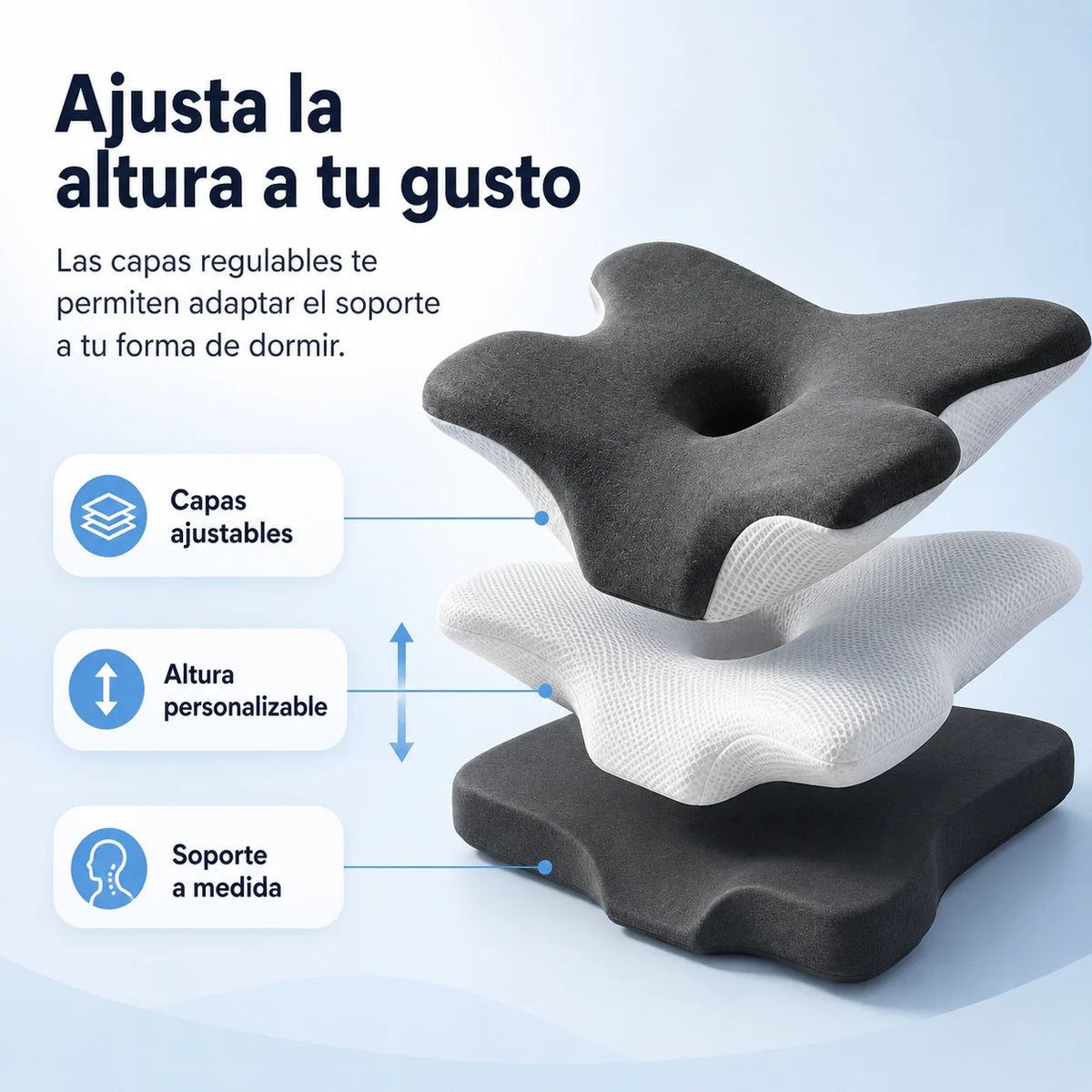 Neck Pillow Adjustable Memory Foam Removable Washable Cover