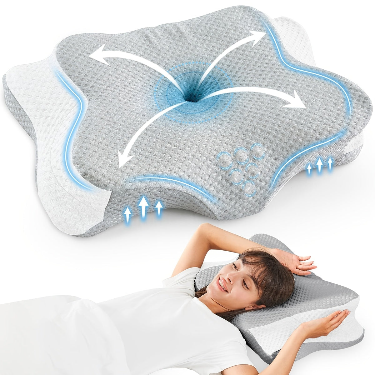 Neck Pillow Butterfly Contour Memory Foam & Washable Cover