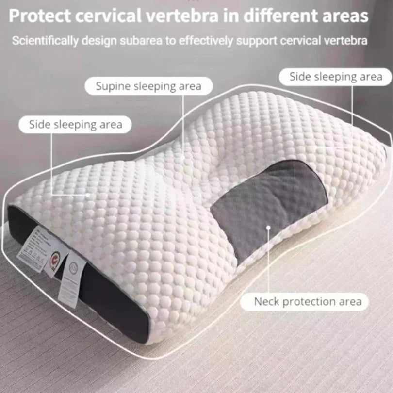 Neck Pillow Ergonomic Support Breathable Knitted Cover Microfiber Filling