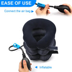 Neck Pillow Inflatable Adjustable Air Pump Plush Velvet Cover