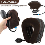 Neck Pillow Inflatable Adjustable Air Pump Plush Velvet Cover