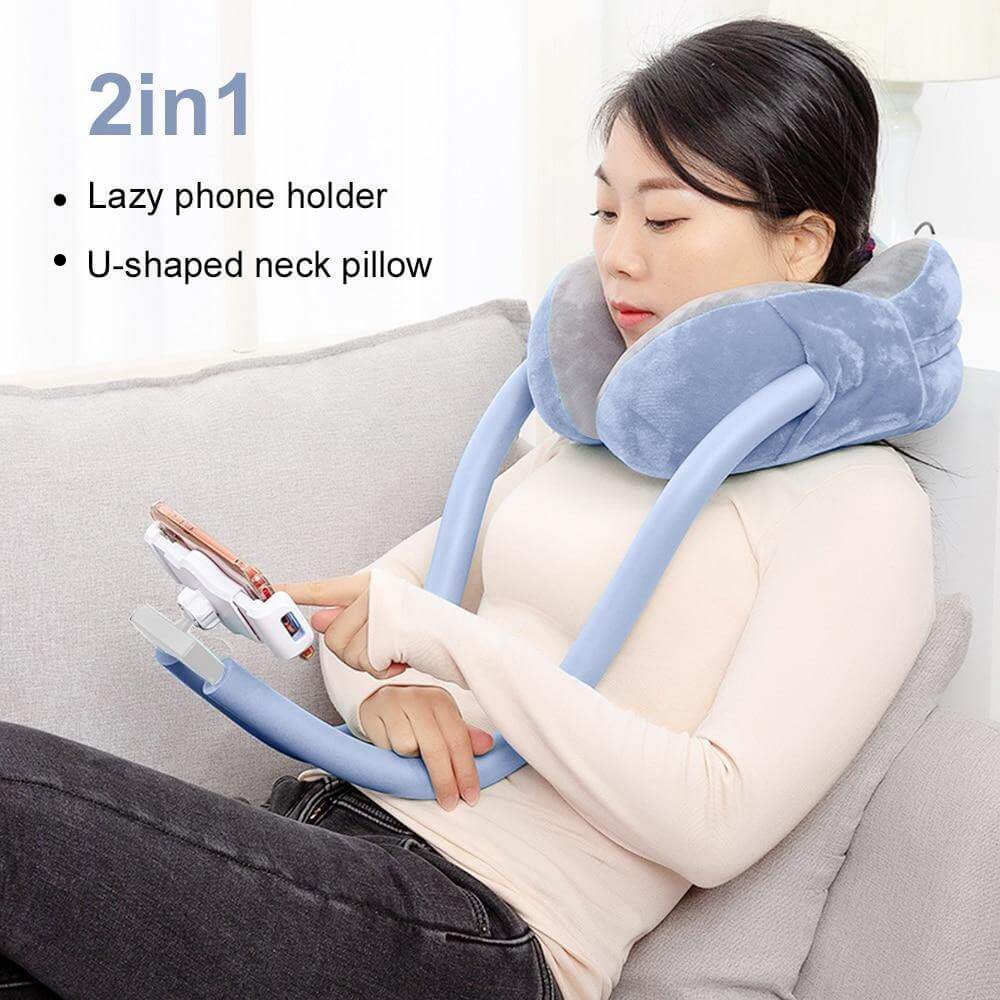 Neck Pillow Phone Holder 360° Adjustable Foldable