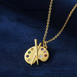 Necklace Artist Palette Pendant Colorful Gemstone Accents