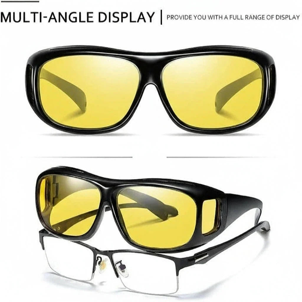 Night Driving Glasses Yellow Tint Wraparound Side Shields