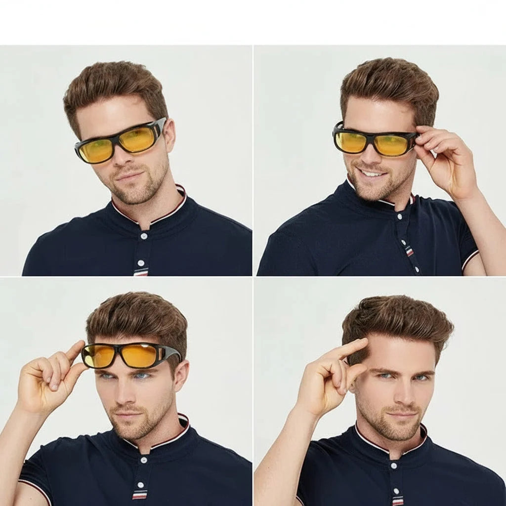 Night Driving Glasses Yellow Tint Wraparound Side Shields