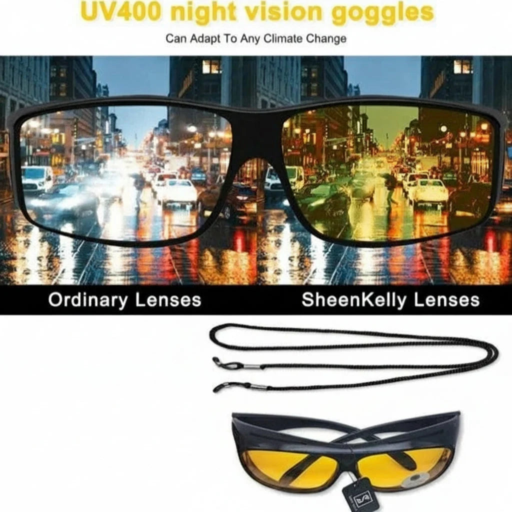 Night Driving Glasses Yellow Tint Wraparound Side Shields