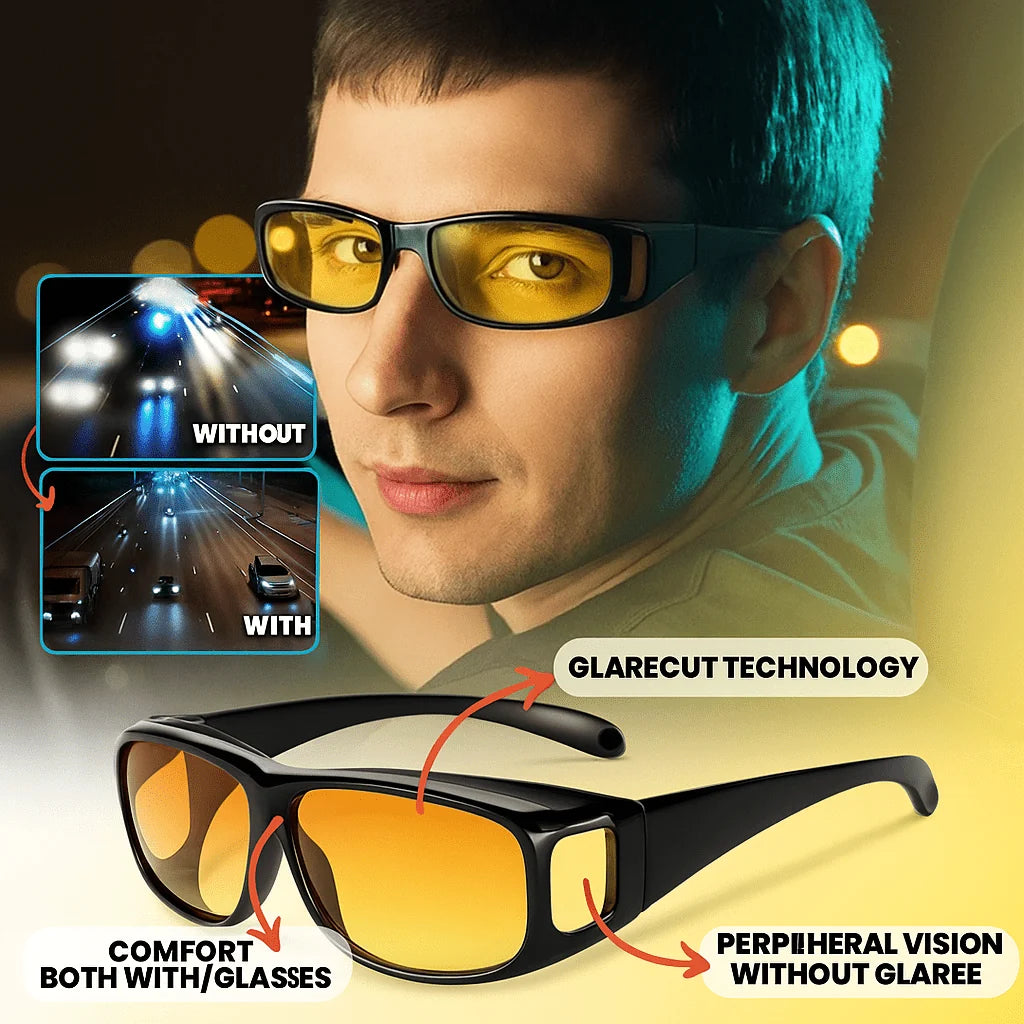 Night Driving Glasses Yellow-Tinted Glare-Reducing HD Lenses