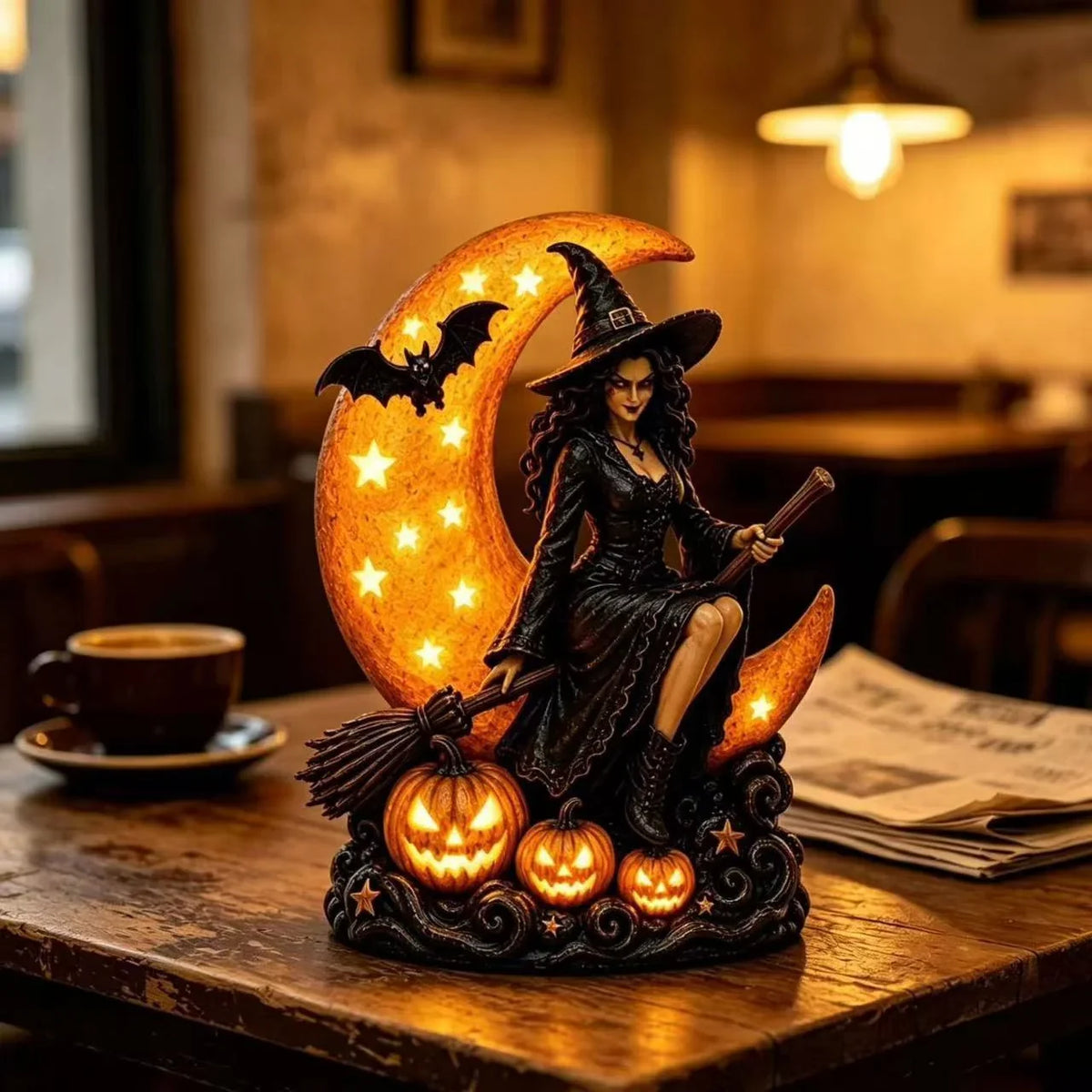Night Lamp Witch On Moon Integrated LED