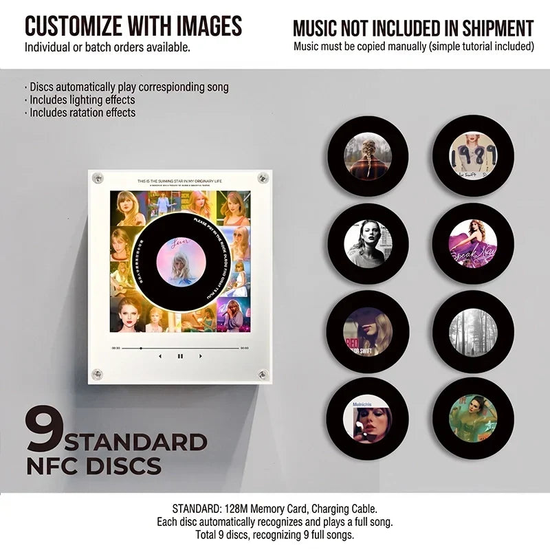 Night Light Rotating Vinyl Record NFC Link Magnetic Mount