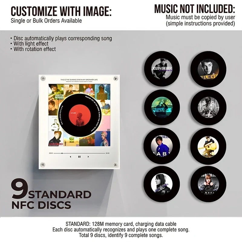 Night Light Rotating Vinyl Record NFC Link Magnetic Mount