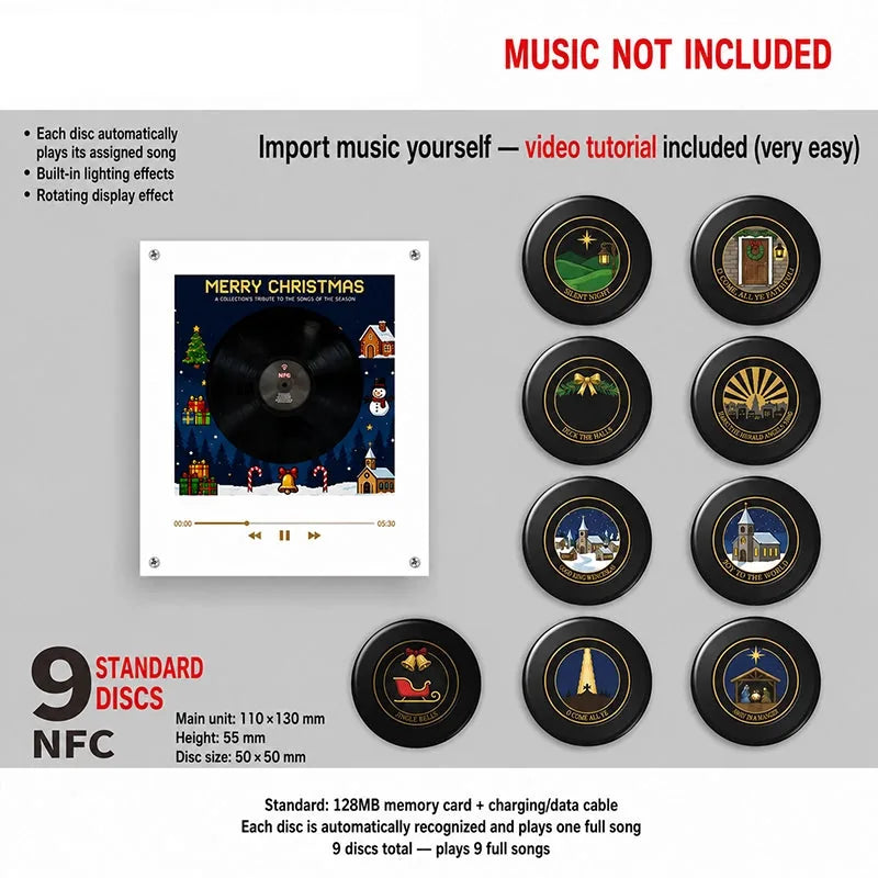 Night Light Rotating Vinyl Record NFC Link Magnetic Mount