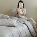 Nightgown Linen-Cotton Breathable V-Neck Floral Embroidery