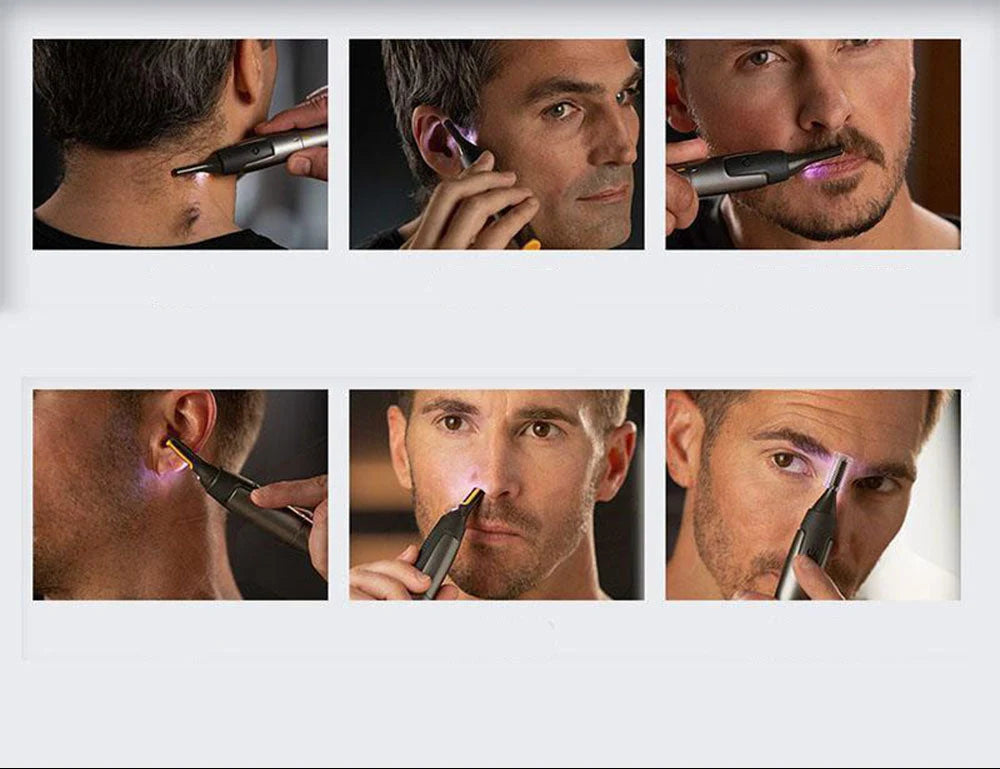 Nose & Ear Hair Trimmer Rounded-Tip Blades Detachable Head