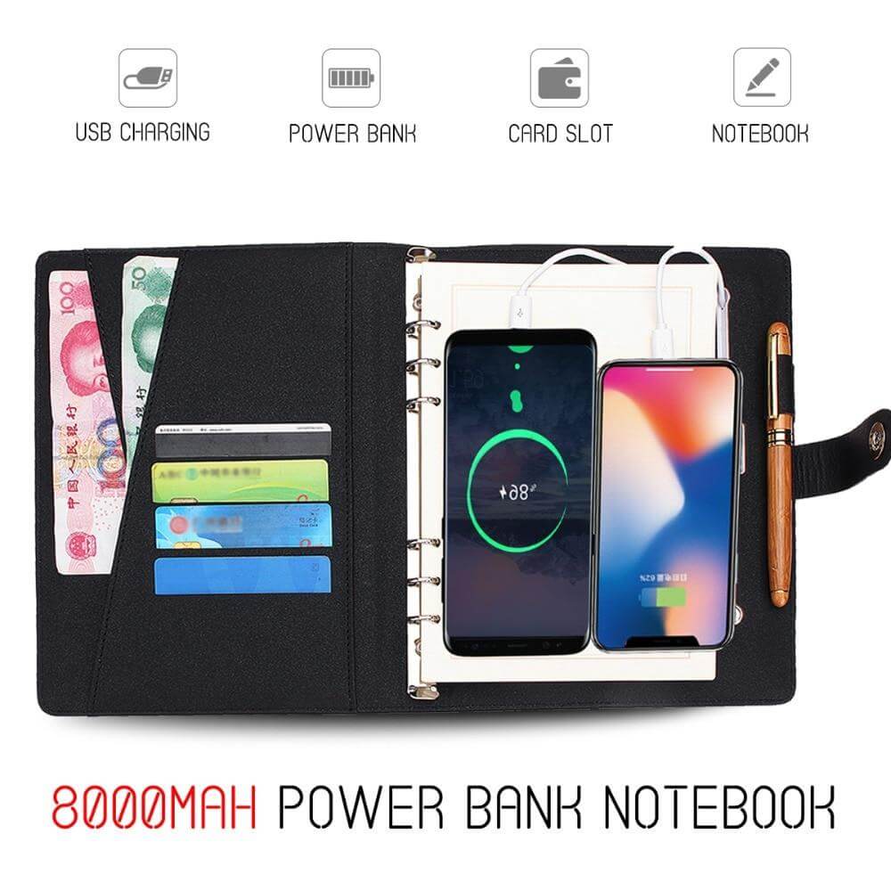 Notebook Built-In 8000mAh Power Bank Card Slot