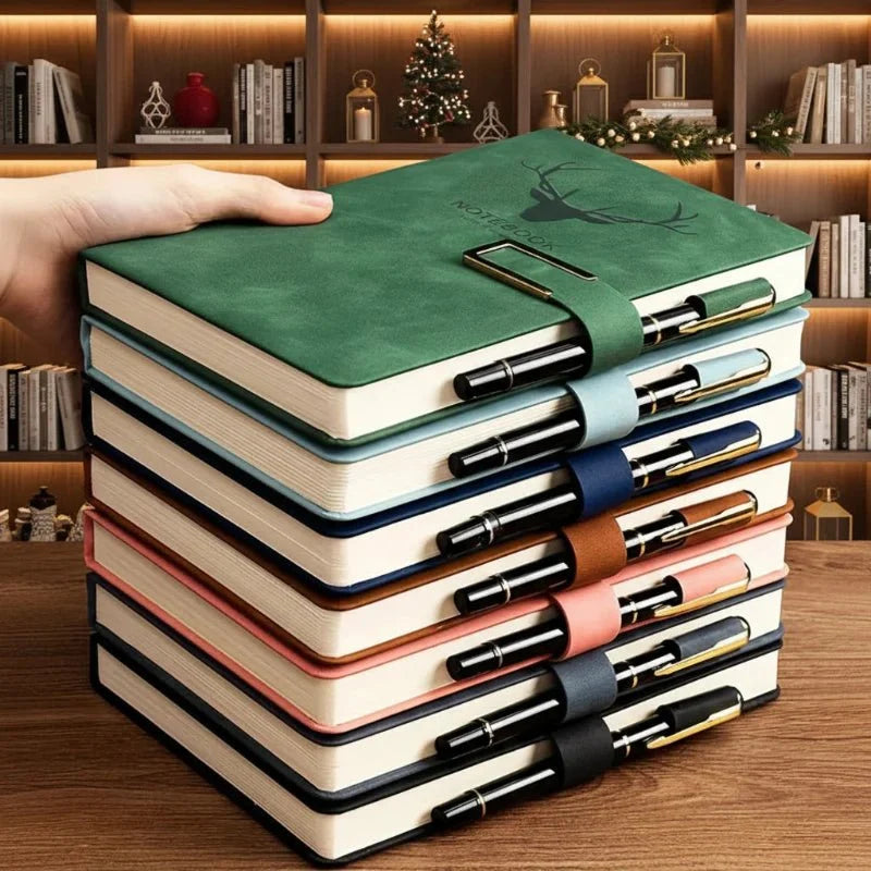 Notebook Genuine Leather A5 200 Pages Integrated Bookmark