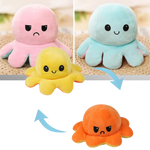 Octopus Plush Toy Reversible Smiling & Frowning Faces Soft Cotton