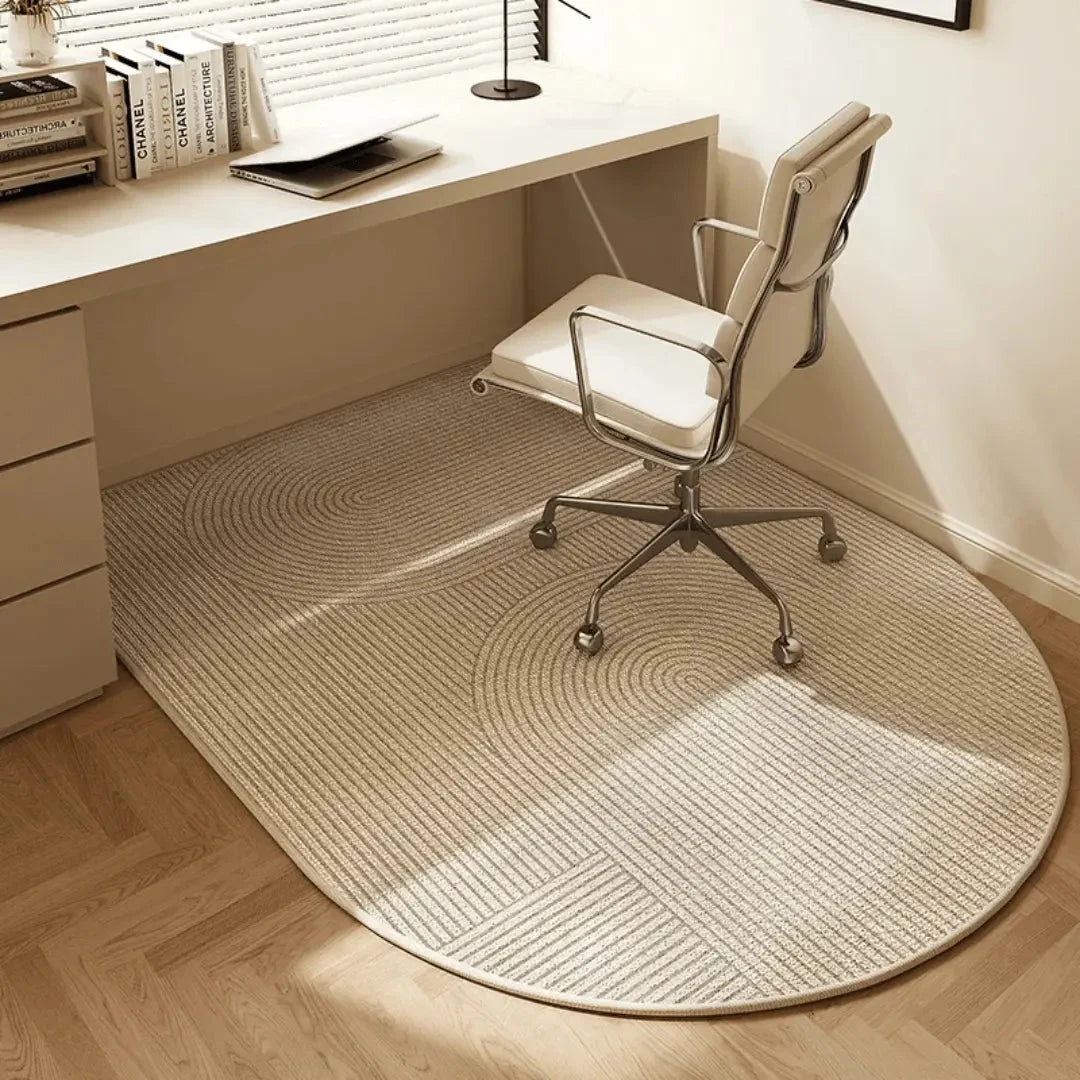 Office Chair Mat Polyester Fleece Semi-Round Non-Slip Backing