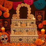 Ofrenda Altar Display Wooden Three-Tier Tabletop