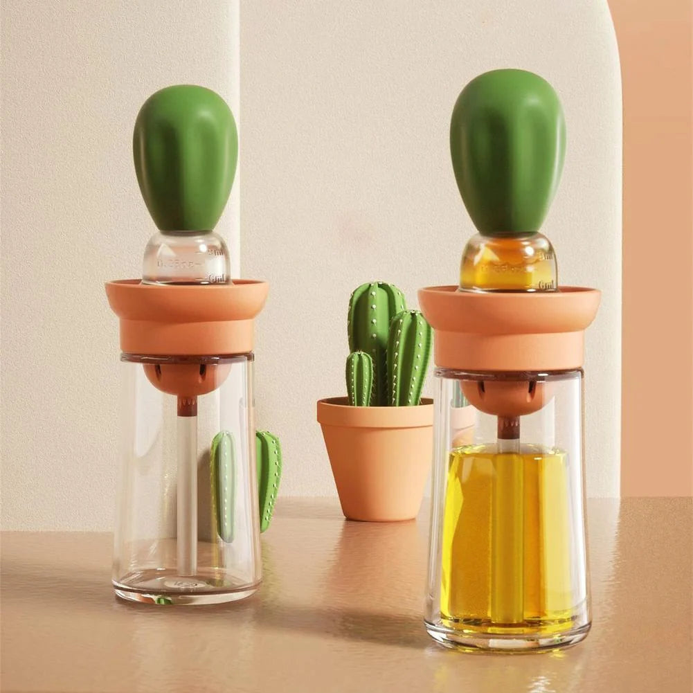 Oil Dispenser Bottle Glass Heat-Resistant Silicone Brush