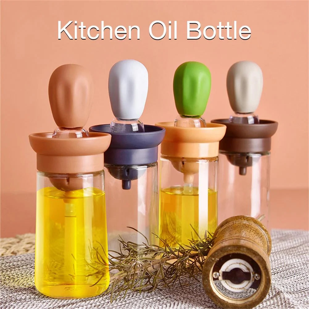 Oil Dispenser Bottle Glass Heat-Resistant Silicone Brush