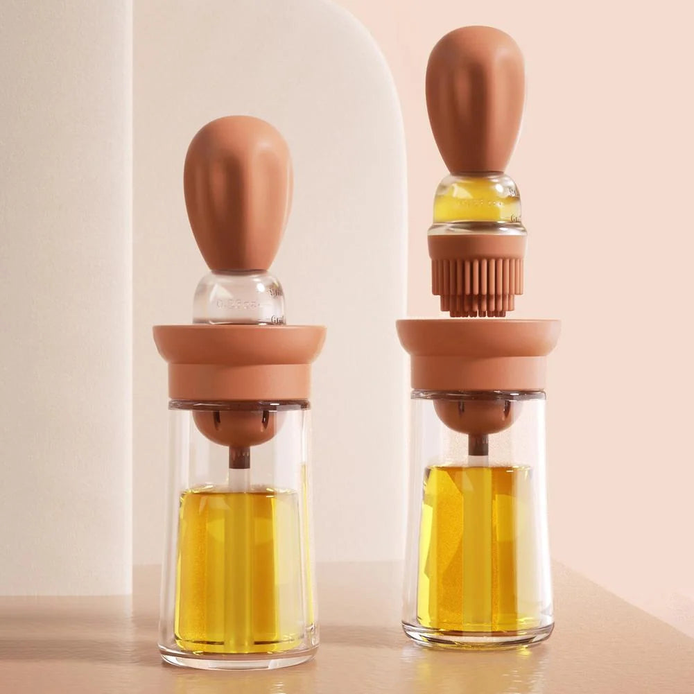 Oil Dispenser Bottle Glass Heat-Resistant Silicone Brush