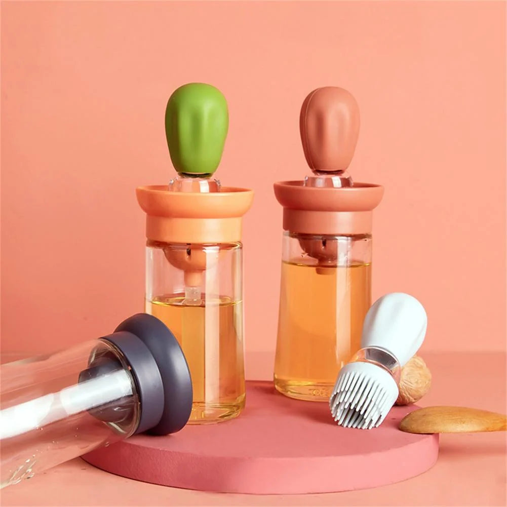 Oil Dispenser Bottle Glass Heat-Resistant Silicone Brush