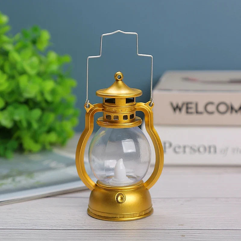 Oil Lamp Flameless LED Metal & Glass