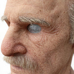 Old Man Costume Mask Natural Latex Full Head Coverage White Mustache