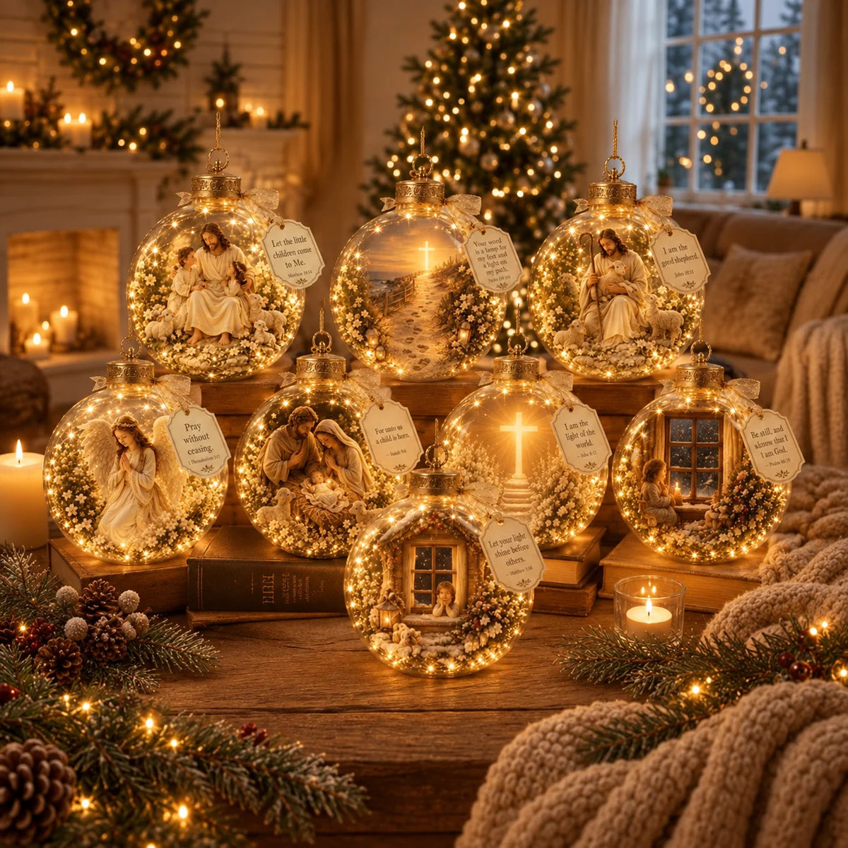 Ornament Lighted Christian Scripture Miniature Scene