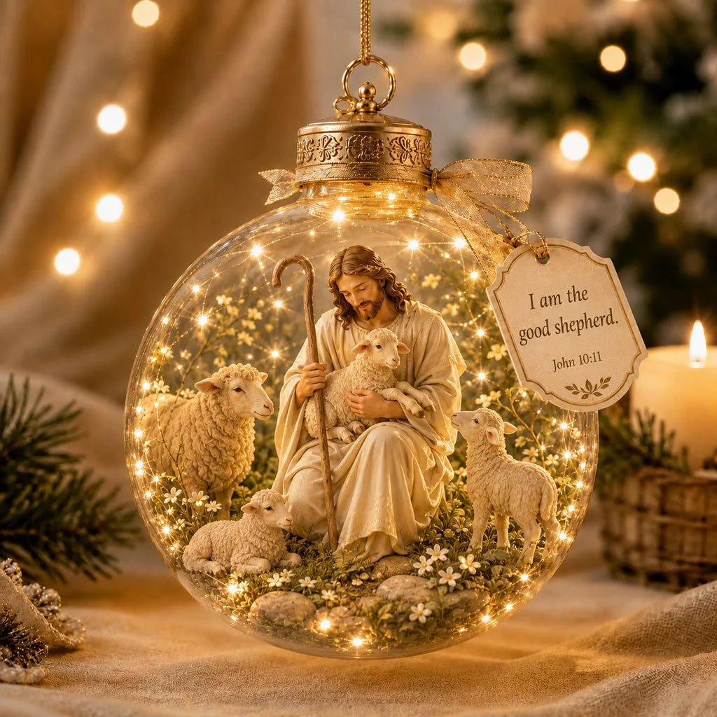 Ornament Lighted Christian Scripture Miniature Scene