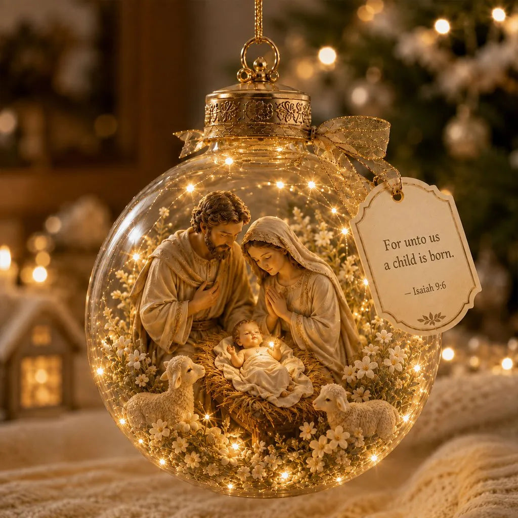 Ornament Lighted Christian Scripture Miniature Scene