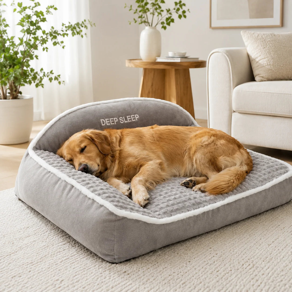 Orthopedic Dog Bed Memory Foam Raised Backrest Washable Cover