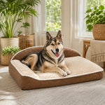 Orthopedic Dog Bed Memory Foam Raised Backrest Washable Cover