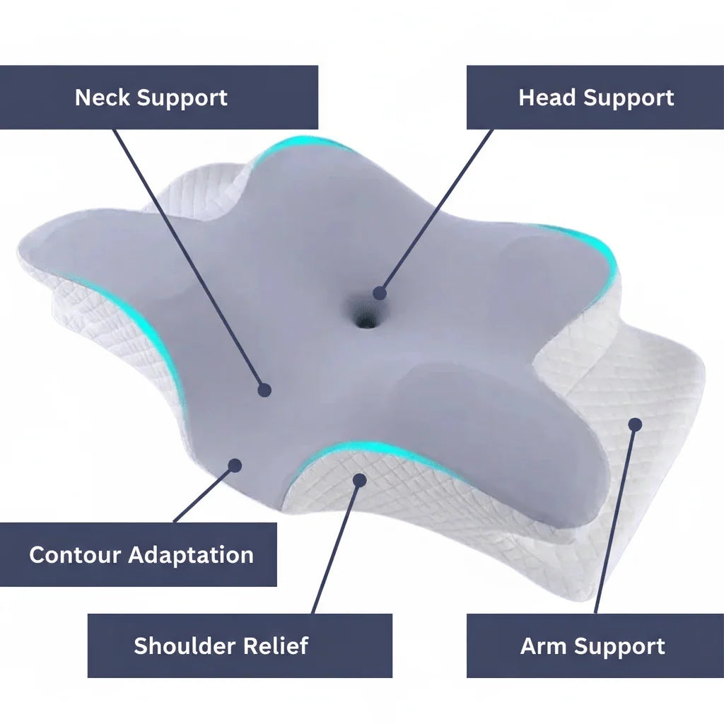 Orthopedic Pillow Contoured Memory Foam Breathable Washable Cover