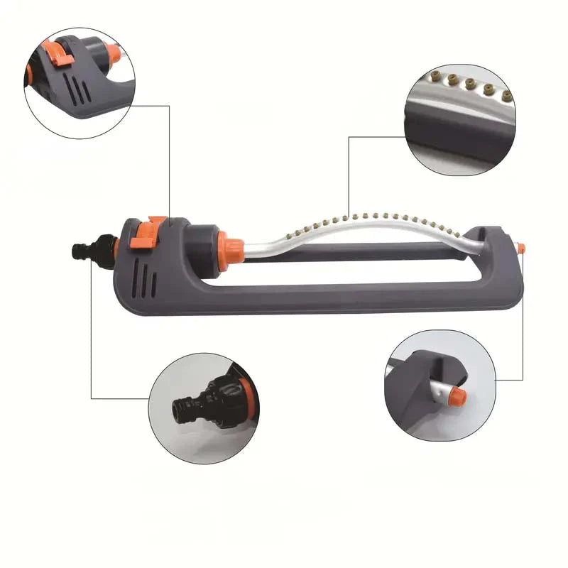 Oscillating Lawn Sprinkler 19 Nozzles Adjustable Spray Pattern