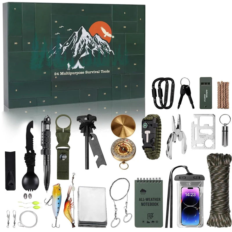 Outdoor Advent Calendar 24 Compartments Camping Tools & Accessories