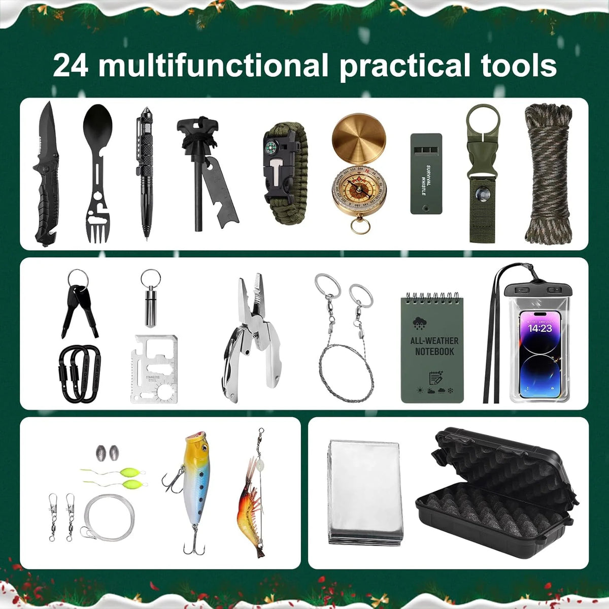 Outdoor Advent Calendar 24-Piece Camping & Hiking Gear Set