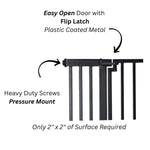 Outdoor Dog Gate Extra Wide Steel Walk-Through Door Pressure-Mounted, Weather-Resistant