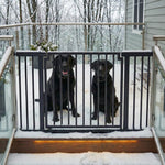 Outdoor Dog Gate Extra Wide Steel Walk-Through Door Pressure-Mounted, Weather-Resistant