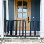 Outdoor Dog Gate Extra Wide Steel Walk-Through Door Pressure-Mounted, Weather-Resistant
